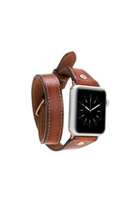 Bouletta Apple Watch Deri Kordon 38-40mm Slim Çift Tur Gold Trok Rst2ef Taba