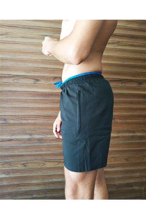 Da Vinci Siyah Çift Cep Fermuarlı Deniz Şortu