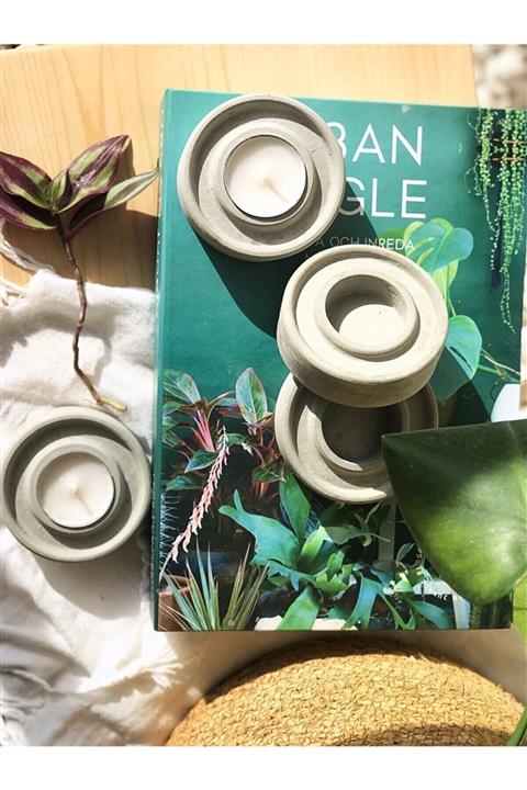 Allegorie.Co Circle Beton 2'li Tealight Mumluk