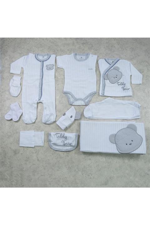 Bibaby Çizgili Ayıcıklı Delikli Penye Hastane Çıkışı 10'lu Set