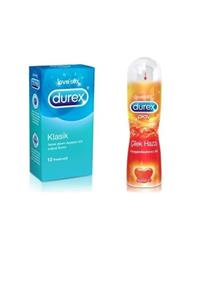 Durex Klasik Prezervatif 12'li - Temel Güven Duygusu ve Çilek Aromalı Jel 50 Ml