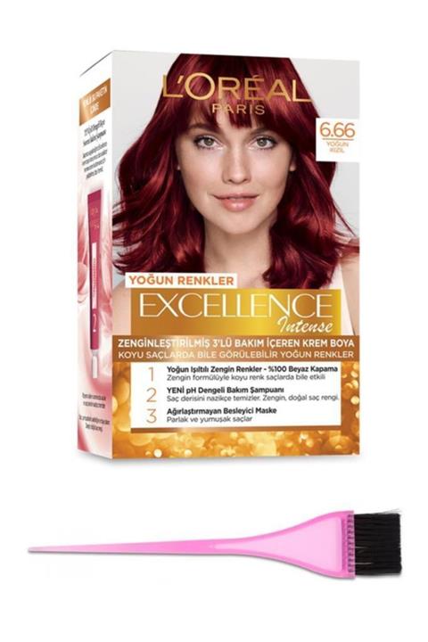 L'Oreal Paris Excellence Intense Saç Boyası 6.66 + Boya Fırçası