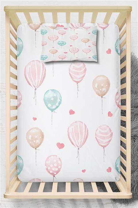 Osso Halı Osso Mavi Pembe Balonlar 3d Desenli Lastikli  Çarşaf Takımı 70x140 cm