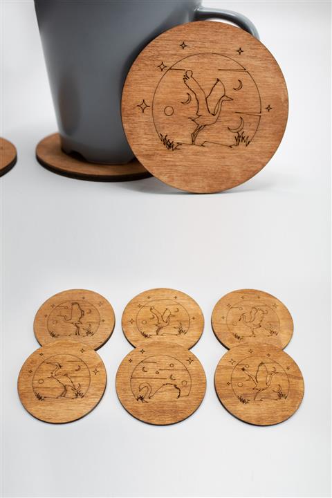 Teona Ahşap 6'lı Bardak Altlığı