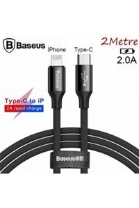 Baseus Type-c Ve Iphone Şarj Kablosu 2mt Iphone 11 Pro Şarj Kablosu Kopmaz Örgü Tasarım