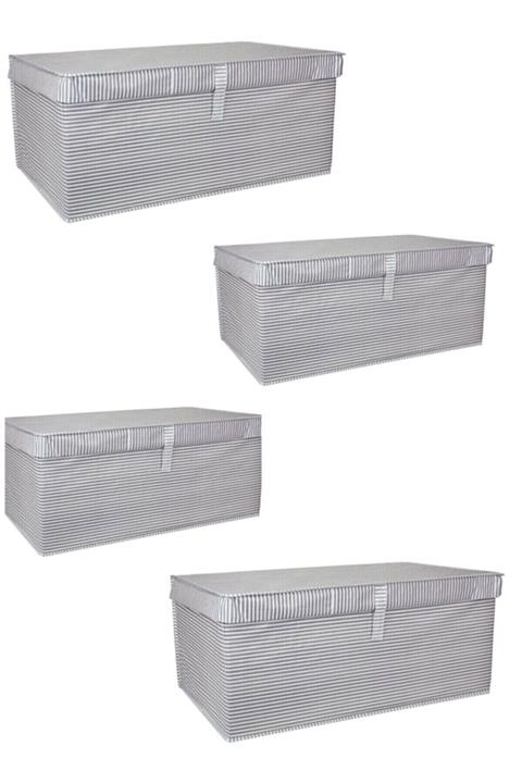 Adalinhome Çok Amaçlı Hurç Kutu Mega Plus Gri Çizgili 4'lü