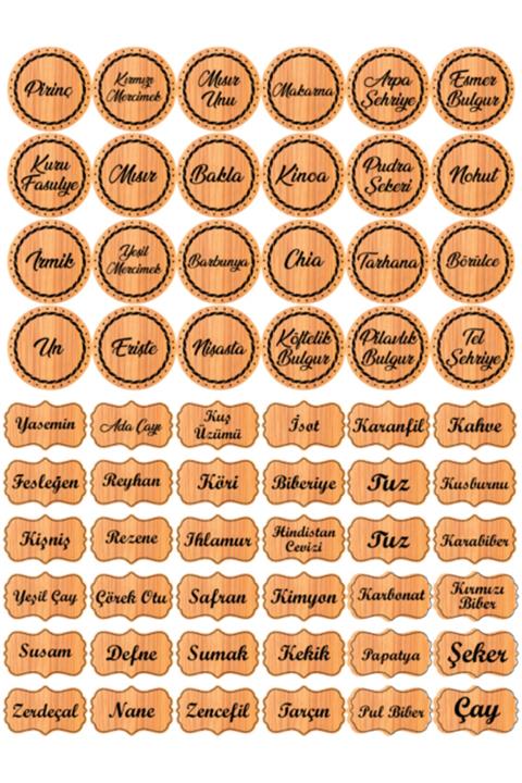 colortouch 60 Adet Mutfak Bambu Baharat-bakliyat Sticker-kavanoz Etiketi