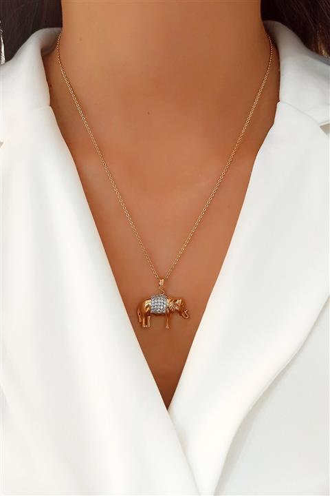 Çlk Accessories Özel Seri Zirkon Taşlı Fil Kolye B450