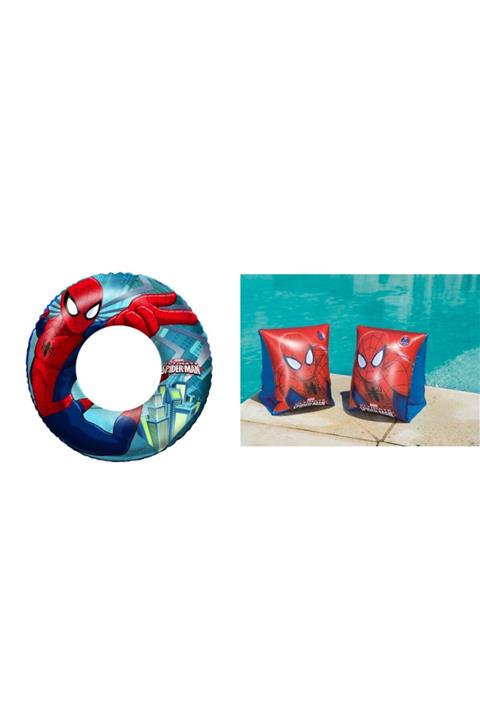 BESTWAY Spiderman Şişme Simit 56 Cm Ve Spiderman Şişme Kolluk 23 X 15 Cm