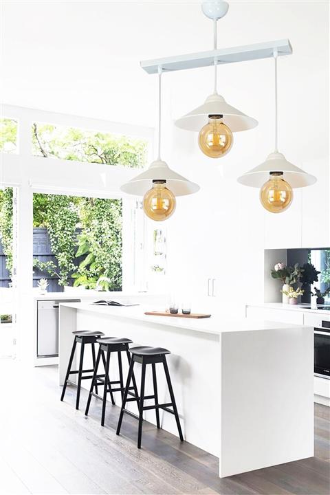 Fusha Emily 3'lü Sıralı Ufo Beyaz Avize Mutfak Salon Antre