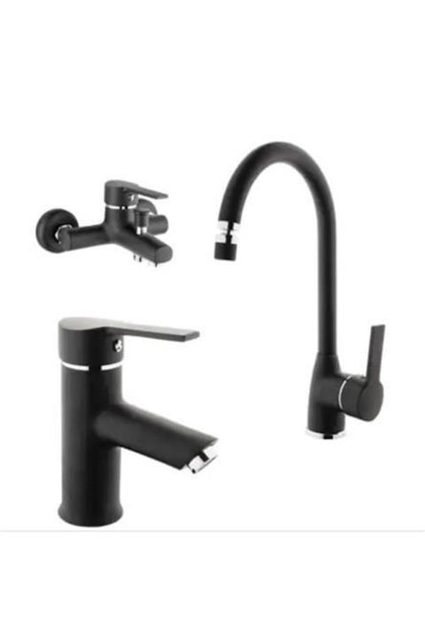 Arvax Seval Siyah Convex Batarya Armatür Seti