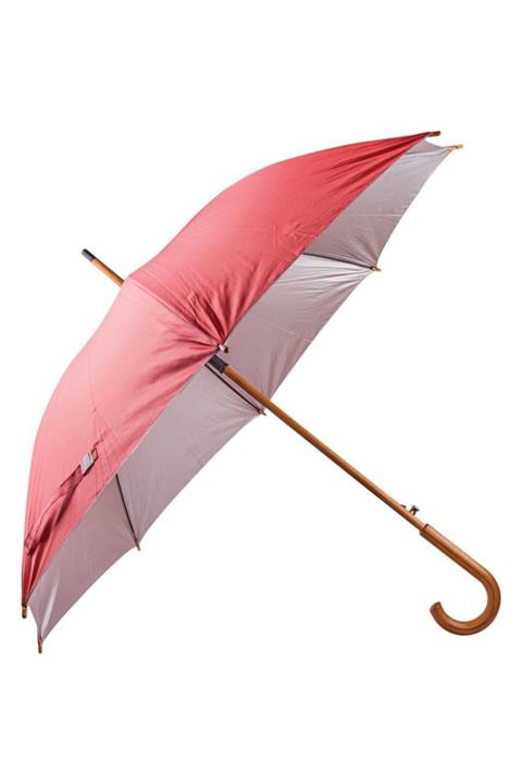 Ülker Reklam Promosyon 8 Panel Ahşap Sap Baston Model Şemsiye -sms4700, Kırmızı