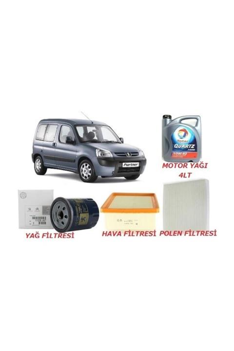 AÇIK OTOMOTİV Peugeot Partner 1.9 Yağ Bakım 4 Lü Set 2004 Sonrasi 10w40-total