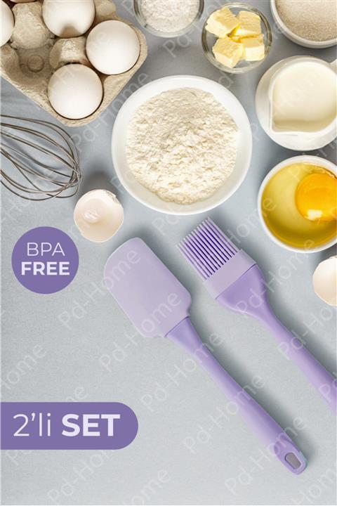 PDHome Maksi Silikon Fırça Ve Mini Silikon Spatula Lila