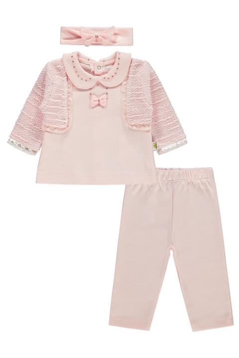 Minidamla Kız Bebek Pembe Bandanalı Takım 3-9 Ay