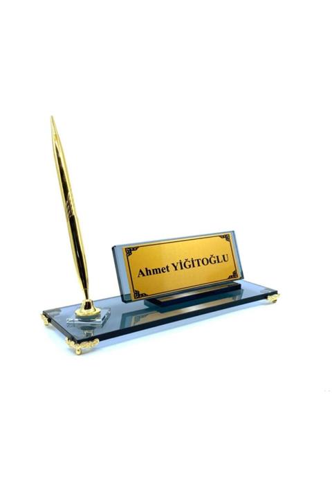 YİĞİTOĞLU DESIGN Premium Özel Tasarım Cam Masa Isimliği Seti N23