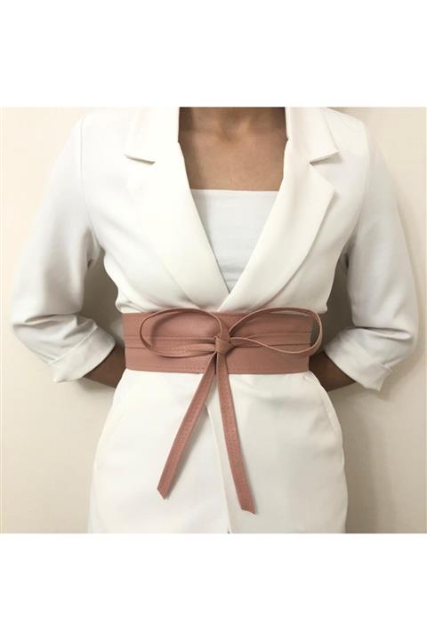 LİA KEMER Bel Bağlamalı Pudra Korse Kemer