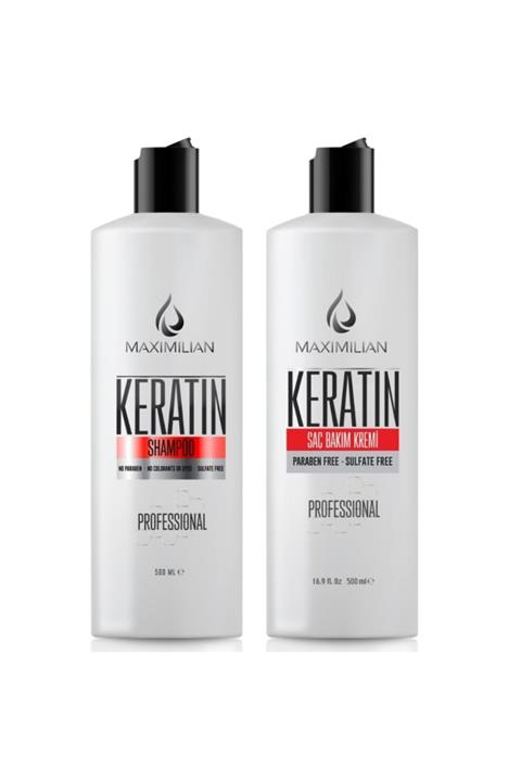 Maximilian Glutensiz Tuzsuz Şampuan Keratin Keratinli Şampuan Sülfatsız Tuzsuz Keratin Saç Bakım Kremi 500ml