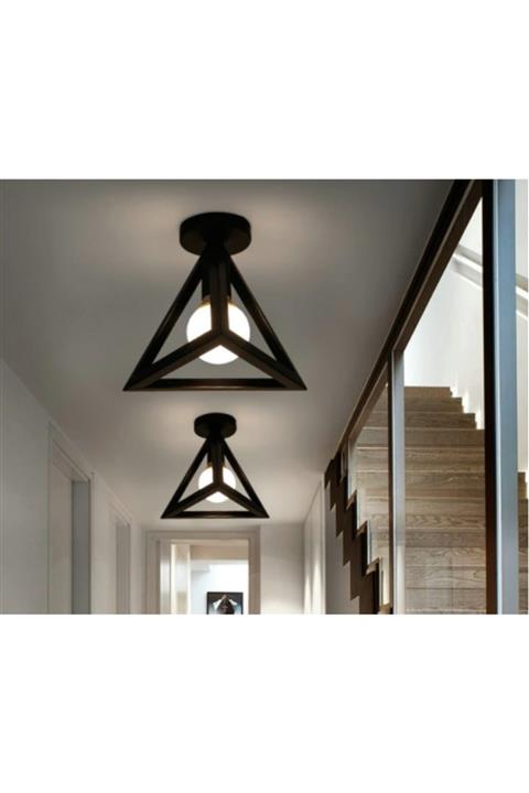 Lambadar 2 Adet Petek Yeni Tarz Detaylı Rustik Model Üçgen Tekli Plofonyer Avize