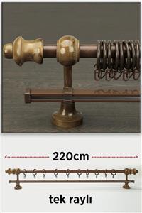 wenthi Ceviz Koyu Kahve Ahşap Rustik Tek Raylı Perde Askısı Venti 220 Cm