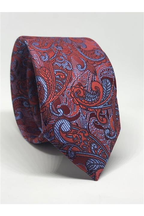 Kravat Gezegeni Bordo Slim Fit Şal Desen Mikrofiber Kumaş Kravat