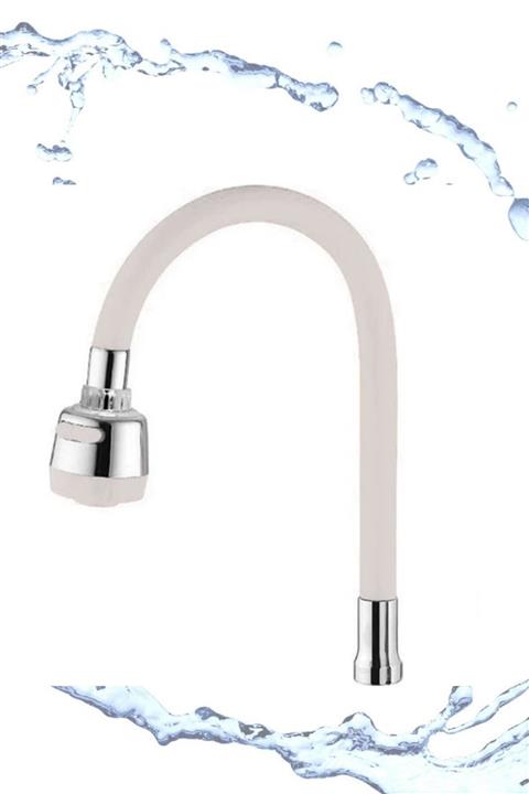 QNİAY Fonksiyonlu Beyaz Oynar Gövdeli Tasarruflu Su Musluk Başlığı Kubar Kuğu Eviye Borusu