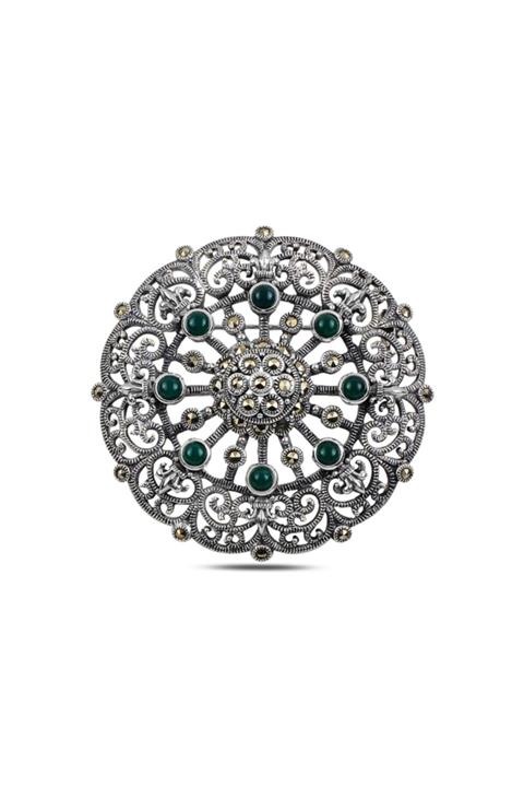 Gümüşhanesilver Markazit Taşlı Broş Kolye Ucu