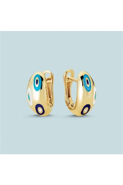 CETAŞ Fortuna Altın Küpe14 Ayar Sarı Altınmavi Mineli Küpe 5,26 Gr Xf10