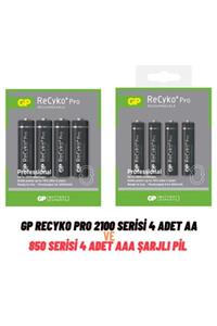 GP Batteries Gp Recyko Pro 2100 Serisi 4 Adet Aa + 850 Serisi 4 Adet Aaa Şarjlı Pil 8 Adet