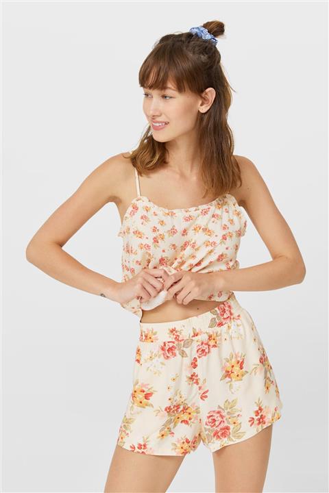 Stradivarius Çiçek Desenli Şort Pijama Altı