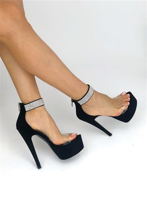 salsar Kadın Taşlı Siyah Süet