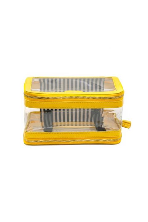 Case Look Kadın Sarı Çift Taraflı Şeffaf Makyaj Çantası