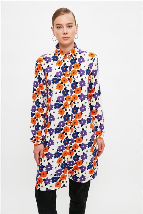 Trendyol Modest Mor Gömlek Yaka Tesettür Tunik TCTSS21TN0284