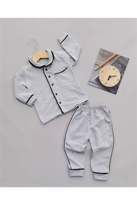 Beren Kids Unisex Bebek Gri Alt Üst Pijama Takımı