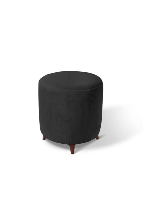 Dekopuf Ayaklı Siyah Silindir Puf