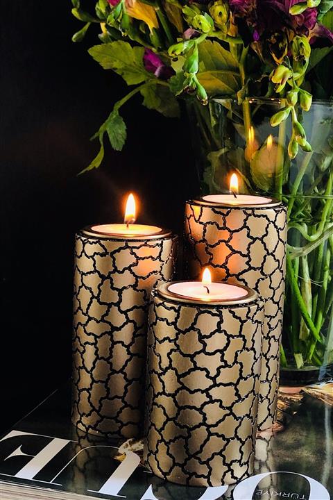 ROTA MAİSON Oasis 3'lü Antik Dekoratif Tealight Mumluk