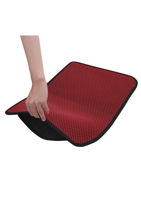 DIGERUI Cattie Elekli Kedi Tuvalet Önü Paspası 60 X 90 Cm Kırmızı