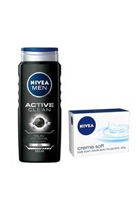 Nivea Duş Jeli - Actıve Clean 500 Ml 4005900414243 2'li Set