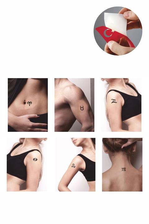 ONE SPRAY TATTOO Burçlar Dövmesi Geçici Dövme Seti Dark Sprey Ve 5 Desen