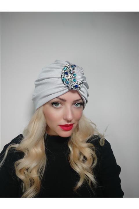 Boneliza Kadın Gümüş Gri Sezonsuz Parlak Renkli Taşlı Bone