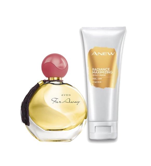 AVON Far Away Kadın Parfüm Ve Anew Radiance Maximising Gold Yüz Maskesi Paketi