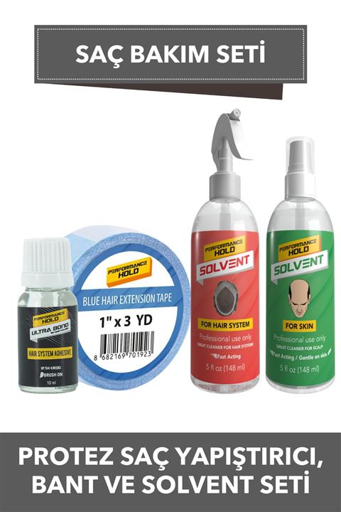 Performance Hold Ultra Bond Yapıştırıcı & Mavi Rulo Saç Bandı 3 Metre & Cilt Ve Protez Saç Solventi