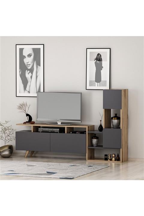 BMdekor Çırağan Antrasit Tower Tv Ünitesi  177 cm