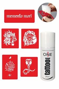 ONE SPRAY TATTOO Örümcek Ağı Dövme Seti Siyah Sprey ve 5 Desen 7708215