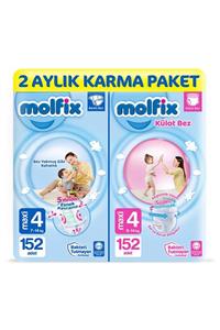 Molfix Bebek Bezi + Külot Bez 4 Beden 2 Aylık Karma Paket 304 Adet