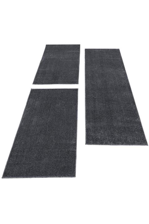 Umayconcept Halı Yolluk Set 3 Lü Yatak Odası Takımı Düz Renkli Koyu Gri