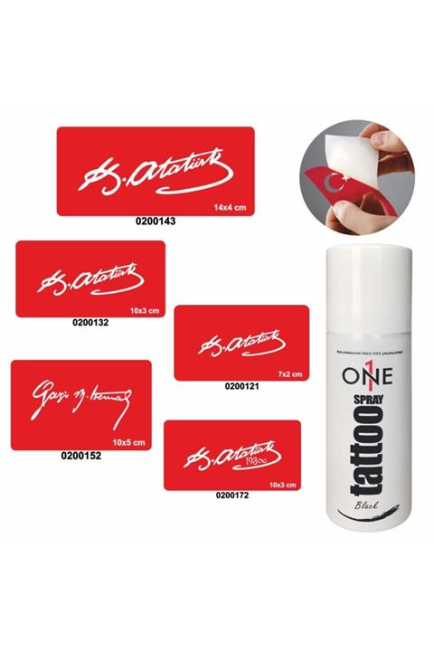 Toptanpro Kemal Atatürk Imza Dövmesi Sprey Dövme Ve Şablon Seti Tattoo