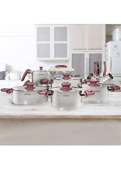 Güral Porselen Güral 18 Parça Çelik Tencere Takımı