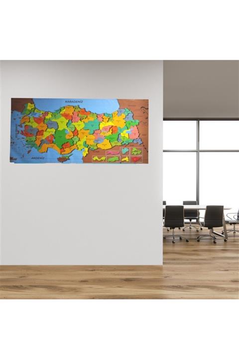 Salkım Planet Renkli Türkiye Haritası Manyetik Yapıştırıcı Gerektirmeyen Duvar Stickerı 118 Cm * 56 Cm