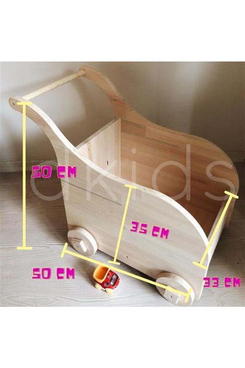 DK YAPI MONTESSORİ Ahşap Ilk Adım Arabası / Oyuncak Kutusu